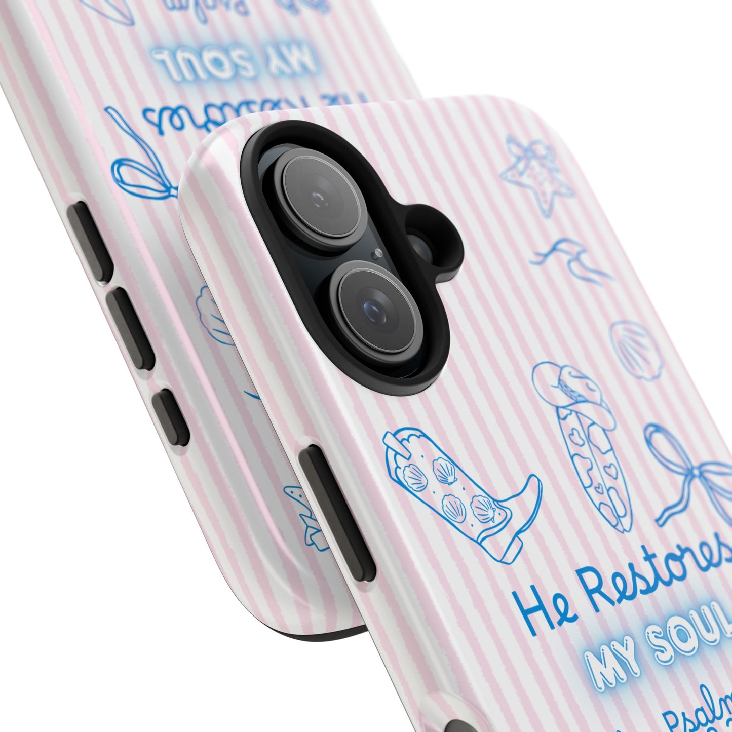 Inspirational Tough Phone Case - 'He Restores My Soul' with Psalm 23:3