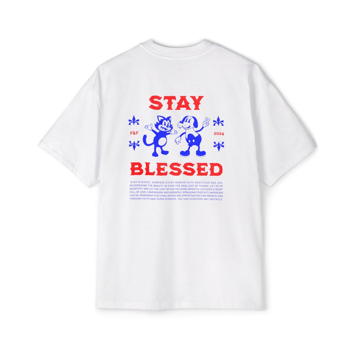 Stay Blessed Oversized T-Shirt | Retro Christian Tee | Premium Heavy Weight Vintage Faith Apparel | Gratitude & Joy Design | Faith & Flow