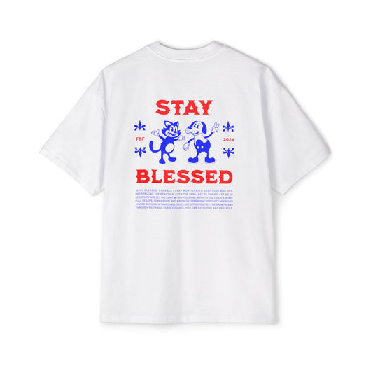Stay Blessed Oversized T-Shirt | Retro Christian Tee | Premium Heavy Weight Vintage Faith Apparel | Gratitude & Joy Design | Faith & Flow