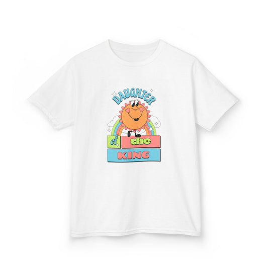 Daughter of the King Kids' Christian T-Shirt for Girls | Faith-Based Tee with Rainbow & Sunshine | Fearfully Made Kids Collection | Faith & Flow