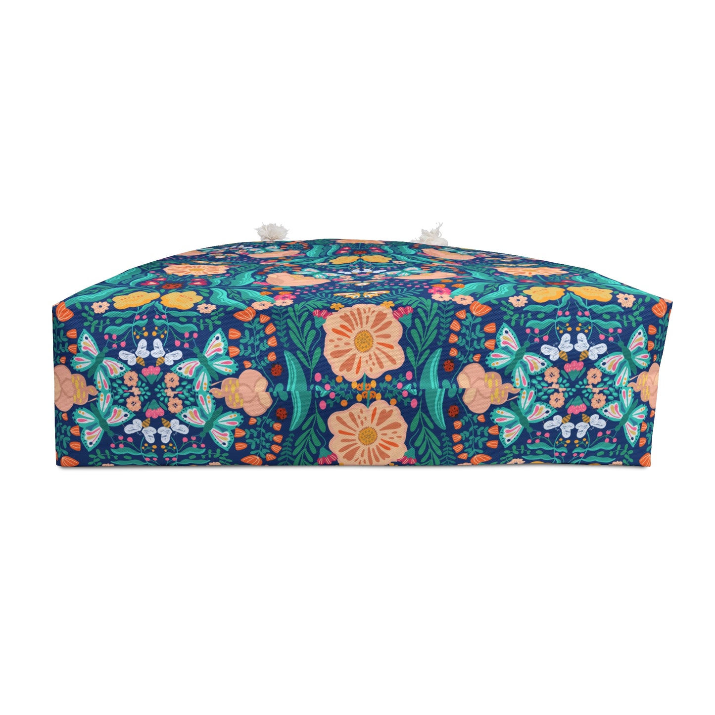 Blue Gardens Floral Christian Weekender Bag | Faith-Inspired Travel Tote with Matthew 6:33