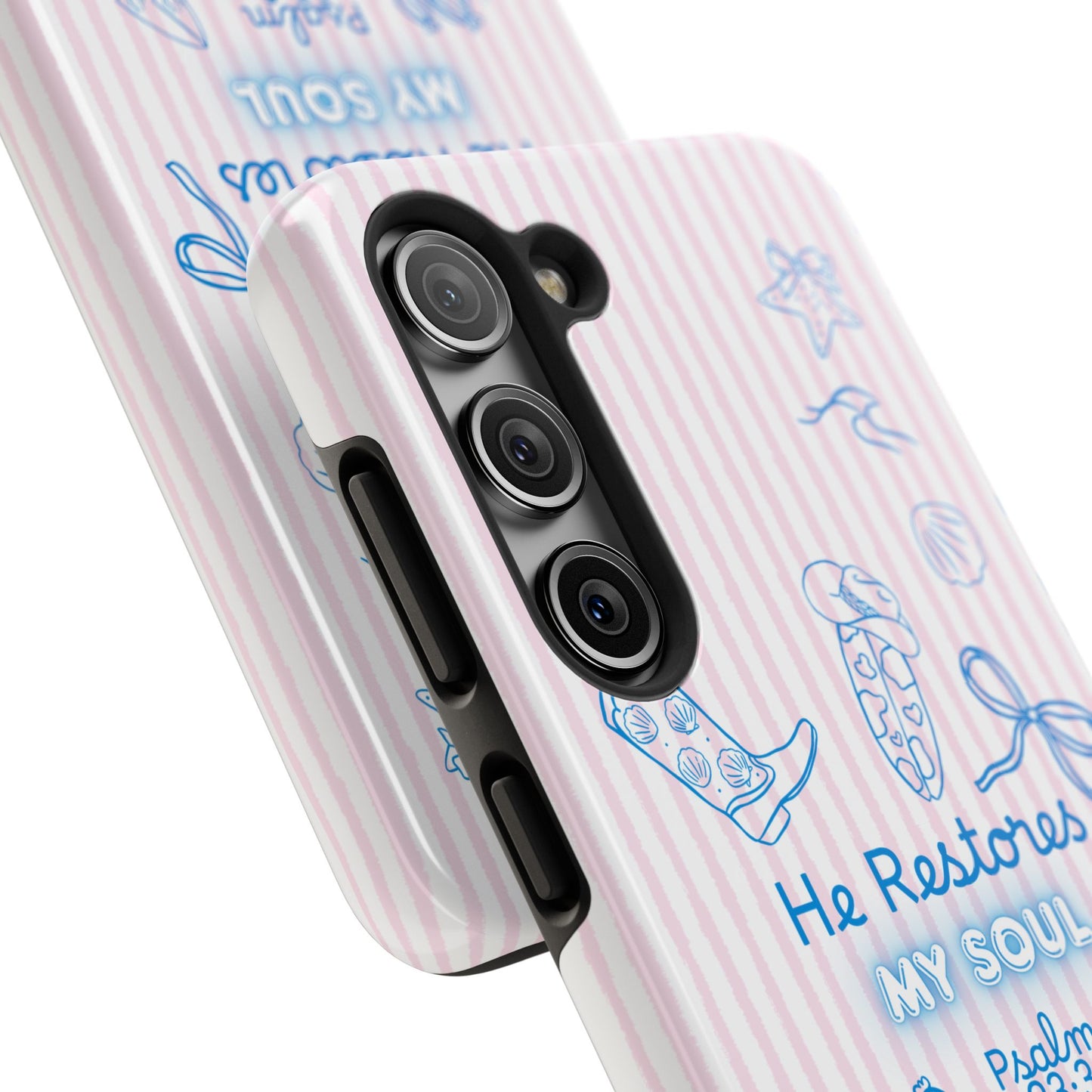 Inspirational Tough Phone Case - 'He Restores My Soul' with Psalm 23:3