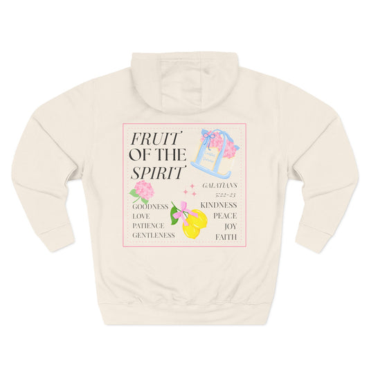 Fruit of the Spirit Three-Panel Fleece Hoodie - Inspirational Sweatshirt for Faith, Kindness, Joy and Peace, Motivational Gift for Holidays