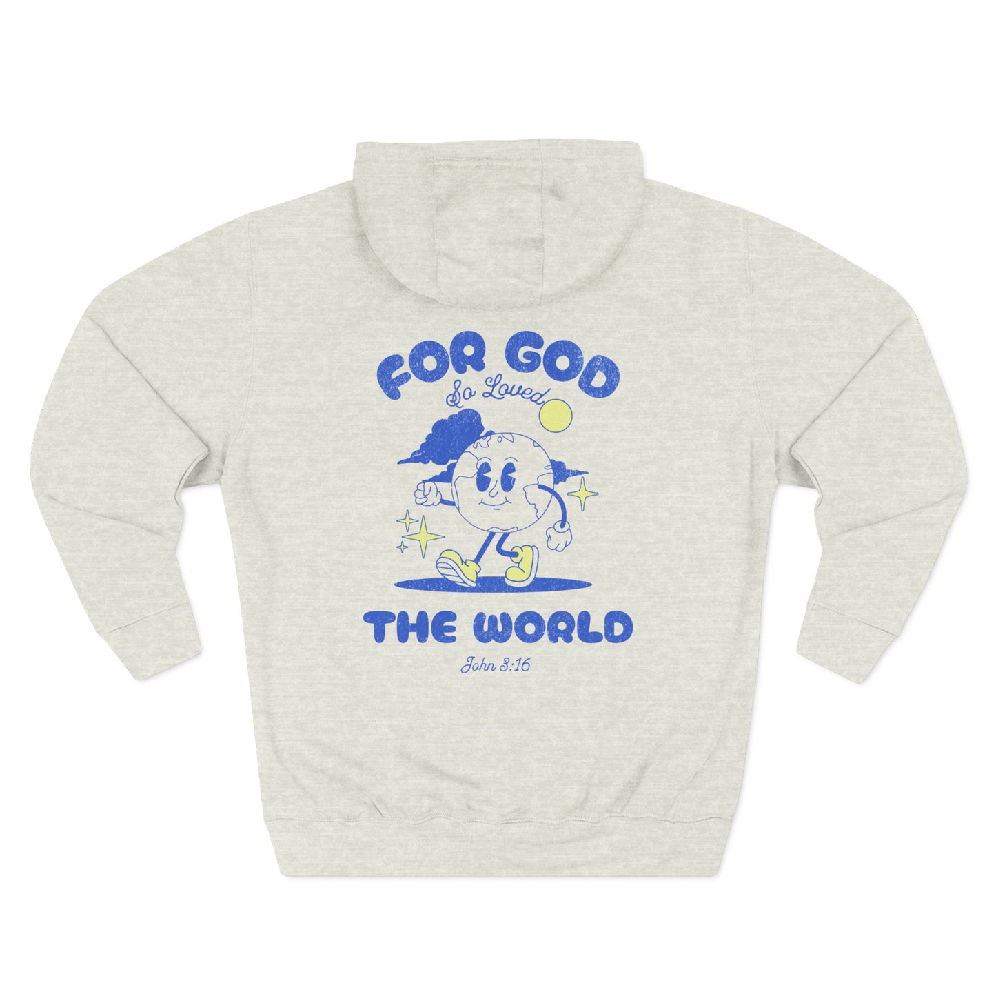 For God So Loved the World Hoodie - John 3:16 Christian Hoodie White - Vintage Retro Faith Sweatshirt