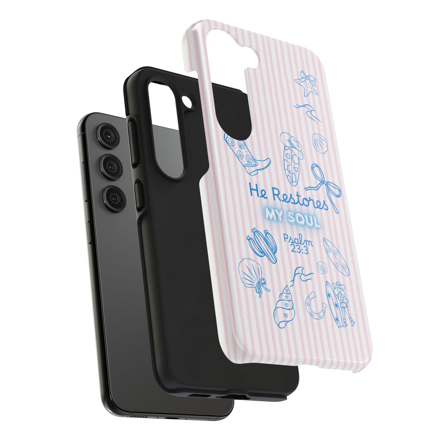 Inspirational Tough Phone Case - 'He Restores My Soul' with Psalm 23:3