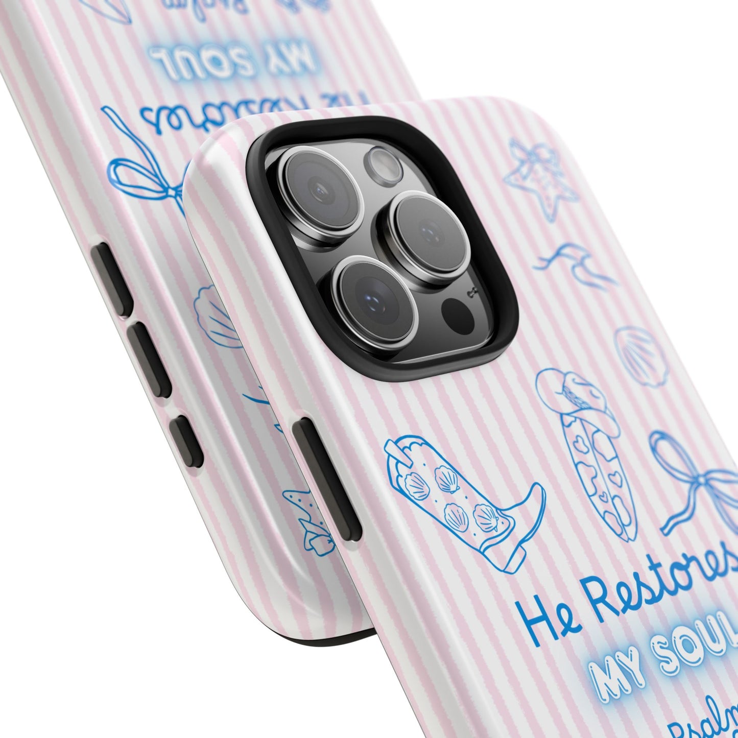 Inspirational Tough Phone Case - 'He Restores My Soul' with Psalm 23:3