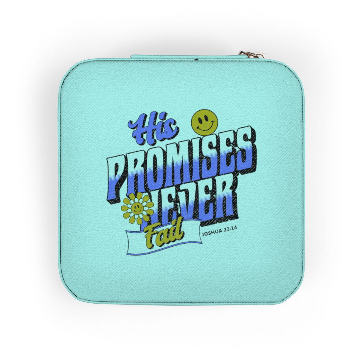 His Promises Never Fail Christian Jewelry Travel Case | Faith-Based Organizer with Scripture | Joshua 23:14 | Compact Storage | Faith & Flow