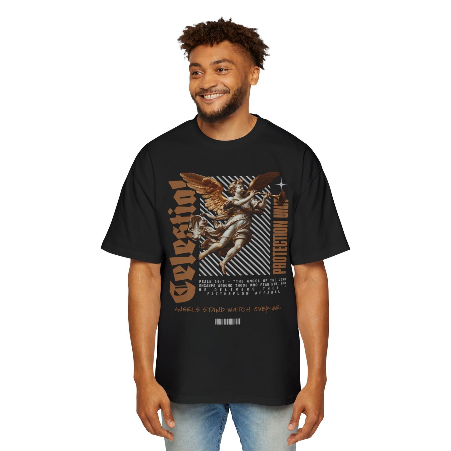 Guardian Protection Unit Christian T-Shirt | Psalm 34:7 Angel Protection Tee | Oversized Heavy Weight Faith Shirt | Street Wear Shirt | Faith & Flow