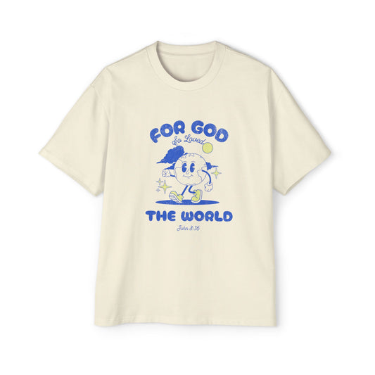 For God So Loved The World Oversized Men's Christian T-Shirt | John 3:16 Faith Tee | Heavyweight Premium Streetwear | Faith & Flow | Gift for Him