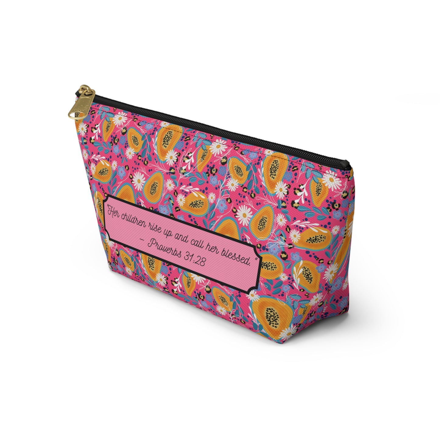 Mother’s Day Floral Accessory Pouch – Proverbs 31:28