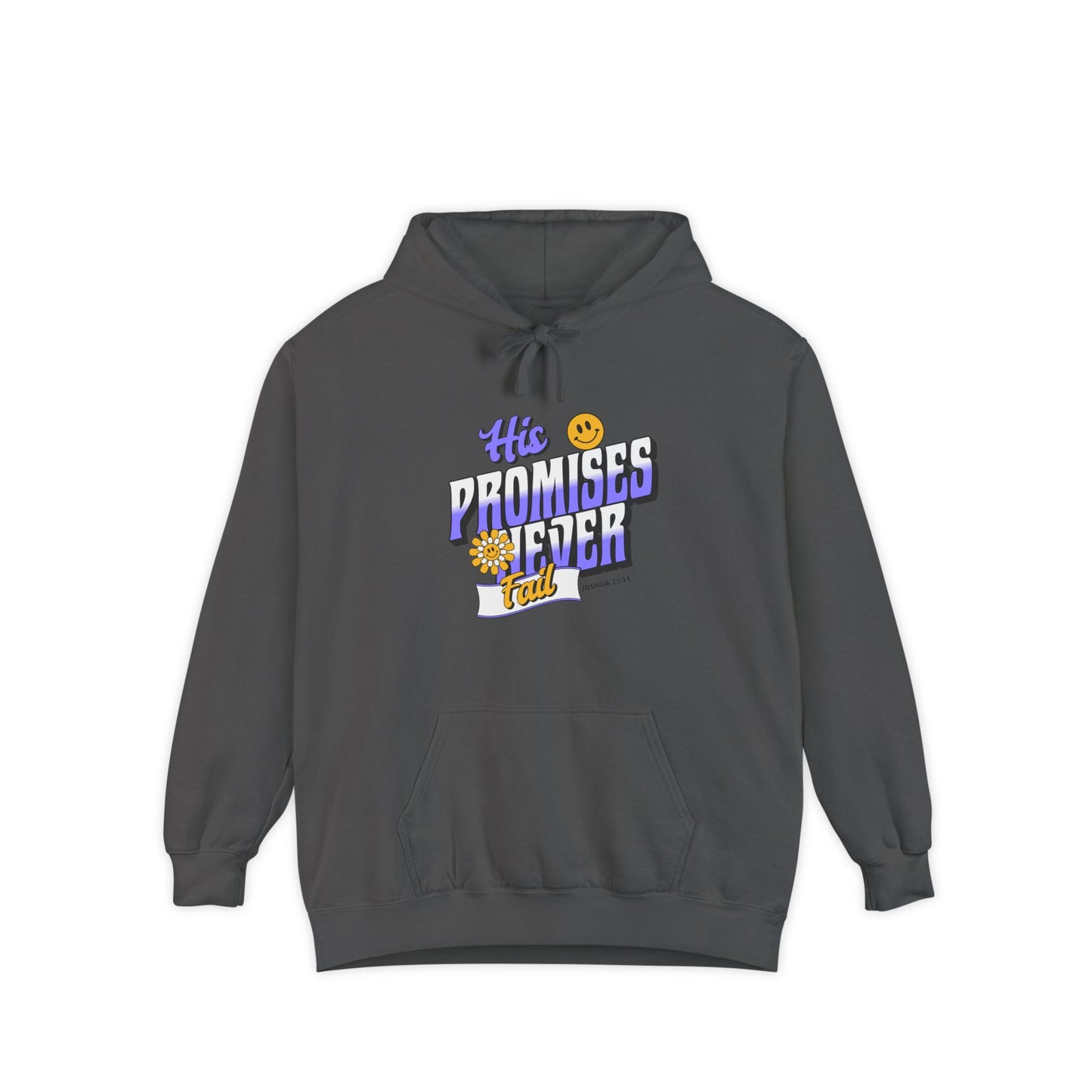 His Promises Never Fail Women's Christian Hoodie | Faith-Based Sweatshirt with Scripture | Joshua 23:14 | Retro Inspirational Design | Faith & Flow