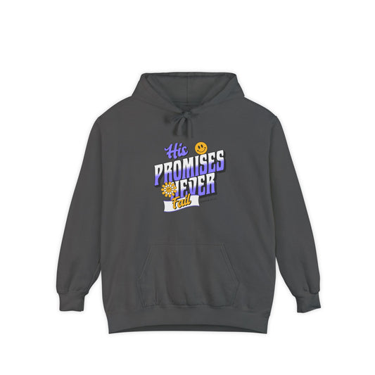 His Promises Never Fail Women's Christian Hoodie | Faith-Based Sweatshirt with Scripture | Joshua 23:14 | Retro Inspirational Design | Faith & Flow