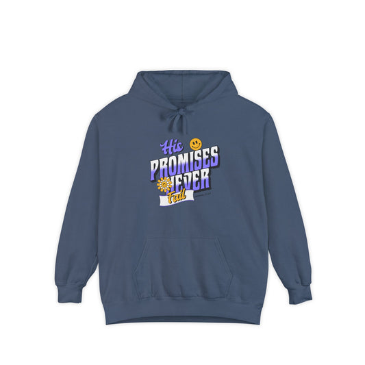 His Promises Never Fail Women's Christian Hoodie | Faith-Based Sweatshirt with Scripture | Joshua 23:14 | Retro Inspirational Design | Faith & Flow