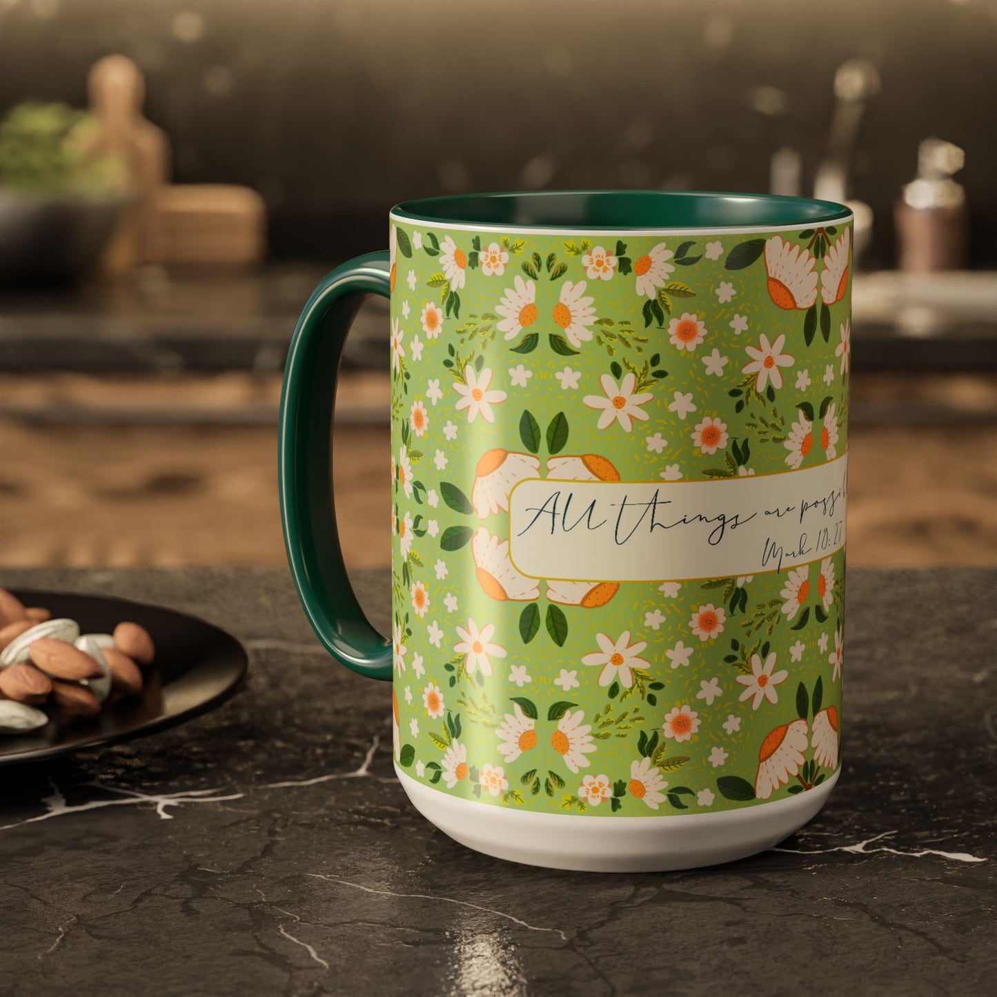 Inspirational Floral Mug - Colorful 11oz & 15oz Coffee Cups with Uplifting Quote