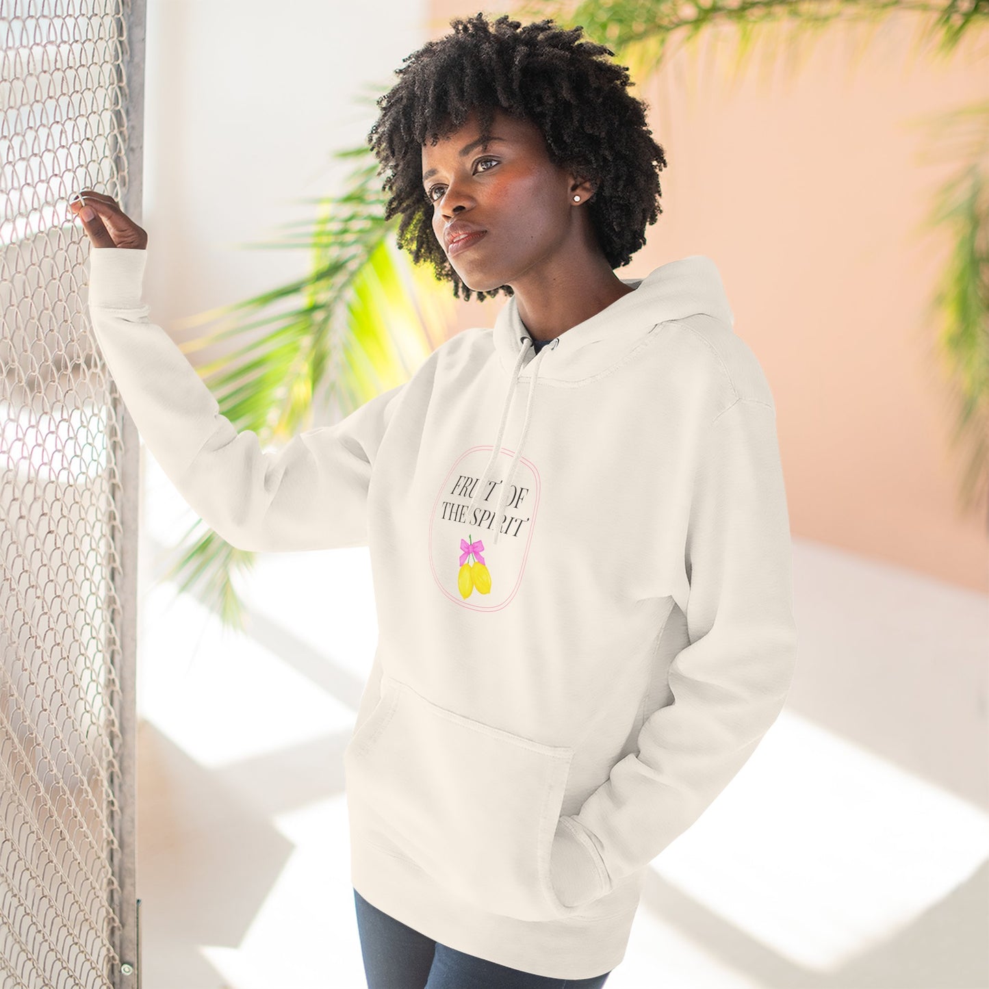 Fruit of the Spirit Three-Panel Fleece Hoodie - Inspirational Sweatshirt for Faith, Kindness, Joy and Peace, Motivational Gift for Holidays
