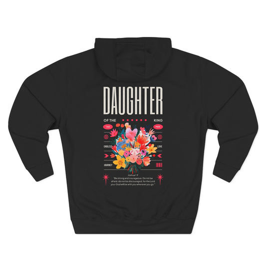 Daughter of the King Hoodie - Joshua 1:9 Christian Hoodie for Women - Black Faith-Based Sweatshirt