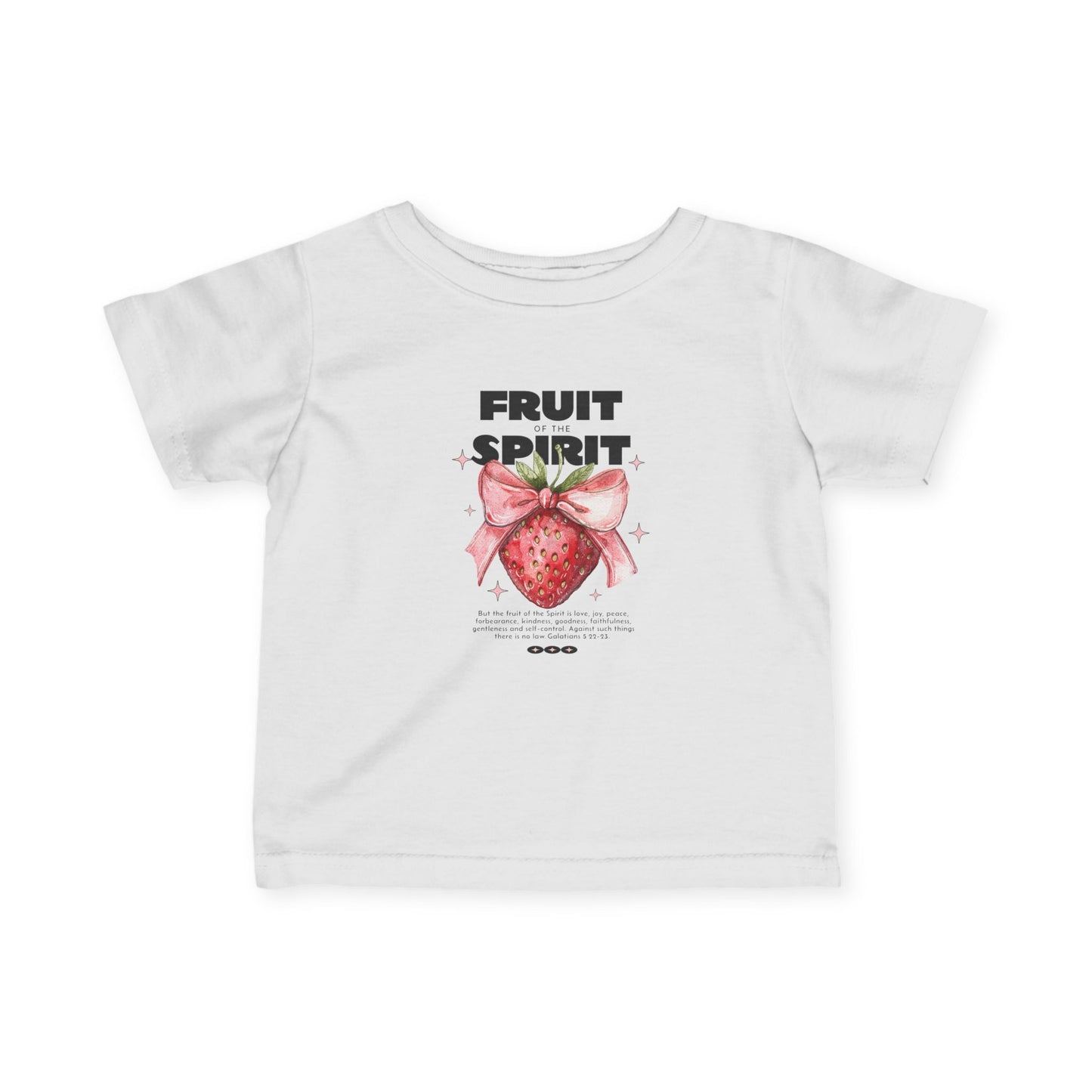 Fruit of the Spirit Infant T-Shirt | Galatians 5:22-23 | Soft Baby Christian Tee | Strawberry Faith Shirt | Faith & Flow Kids
