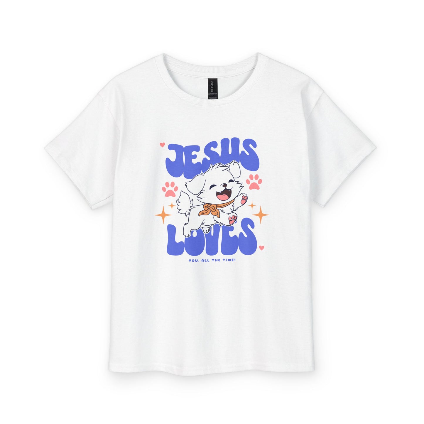 Jesus Loves You Kids' Christian T-Shirt | Faith-Based Tee with Puppy Design | All the Time | Fearfully Made Kids Collection | Faith & Flow