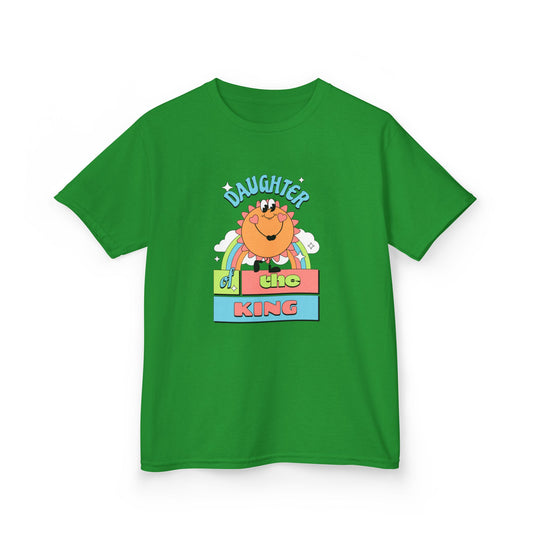 Daughter of the King Kids' Christian T-Shirt for Girls | Faith-Based Tee with Rainbow & Sunshine | Fearfully Made Kids Collection | Faith & Flow