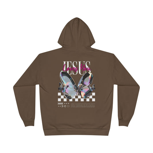 Jesus Loves You Hoodie | John 15:9 & John 13:34 Christian Butterfly Sweatshirt.