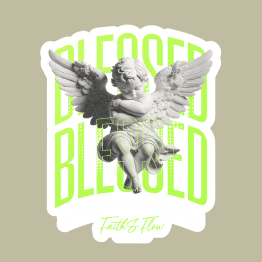 Blessed Angel Sticker - Christian Vinyl Decal - Waterproof Faith Sticker for Laptop, Water Bottle & Car