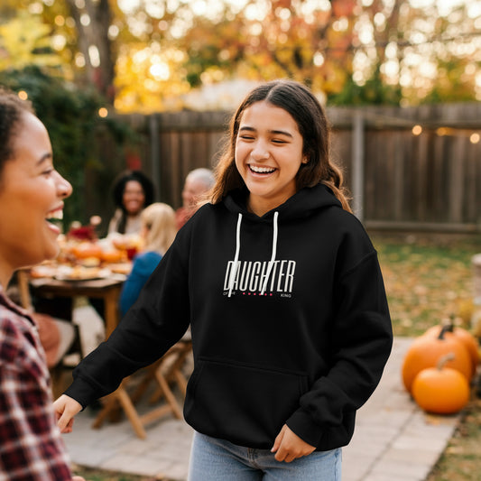 Daughter of the King Hoodie - Joshua 1:9 Christian Hoodie for Women - Black Faith-Based Sweatshirt