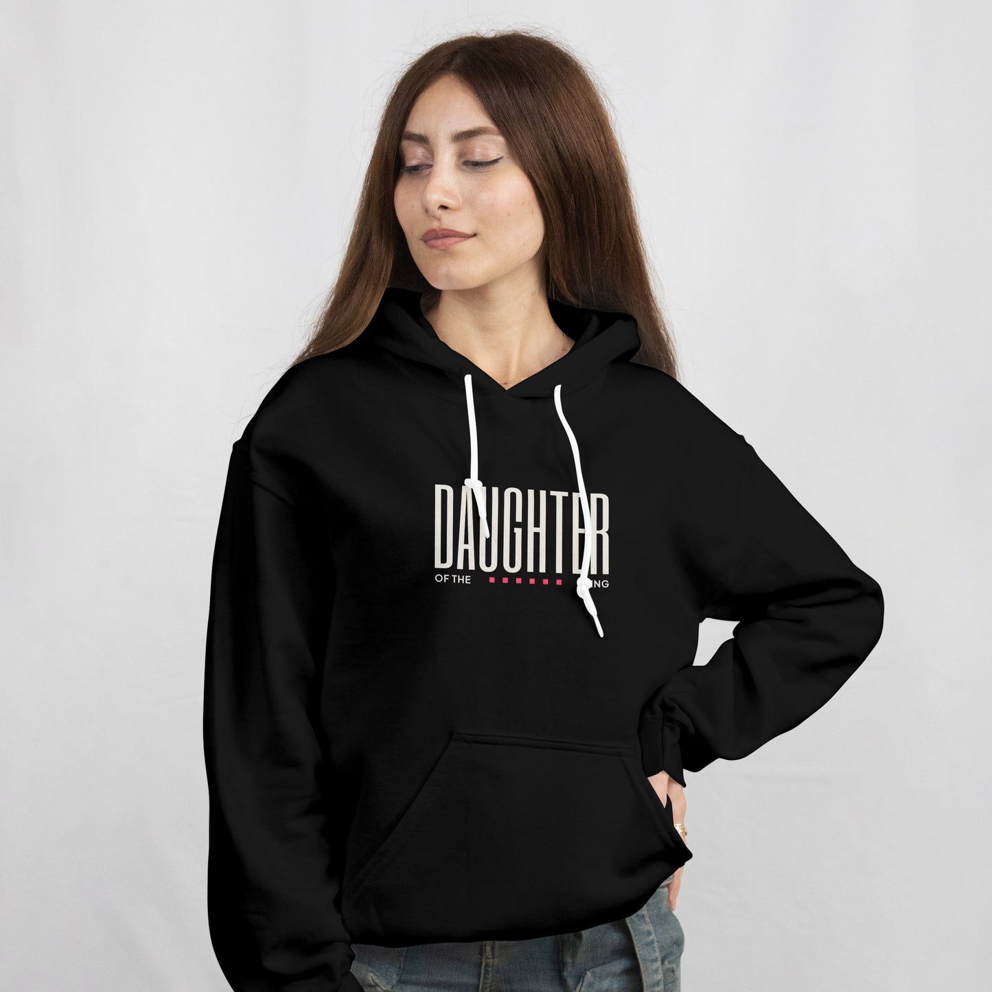 Daughter of the King Hoodie - Joshua 1:9 Christian Hoodie for Women - Black Faith-Based Sweatshirt