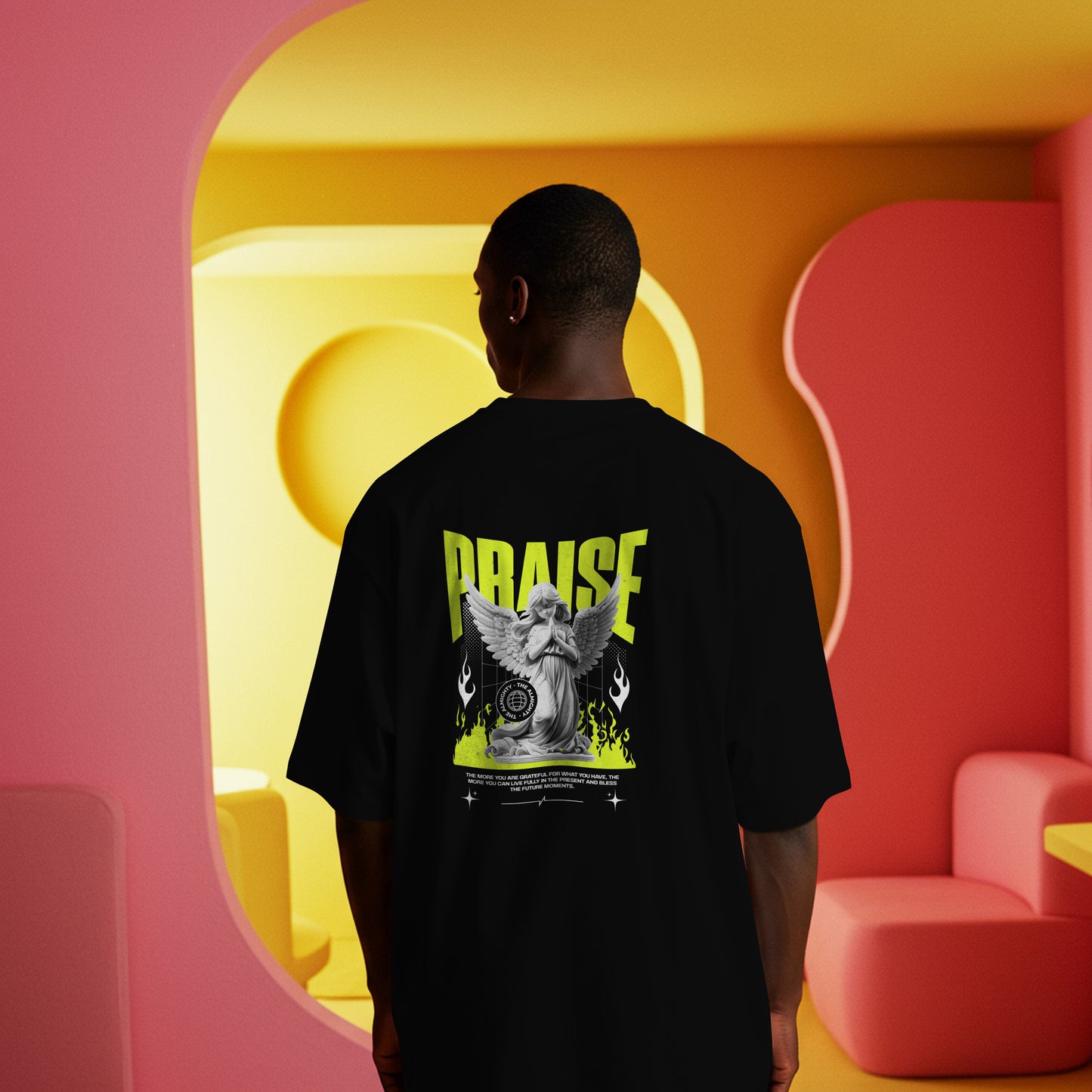 Praise Christian T-Shirt | Praying Angel Tee | Premium Quality Faith Apparel | Gratitude Worship Shirt