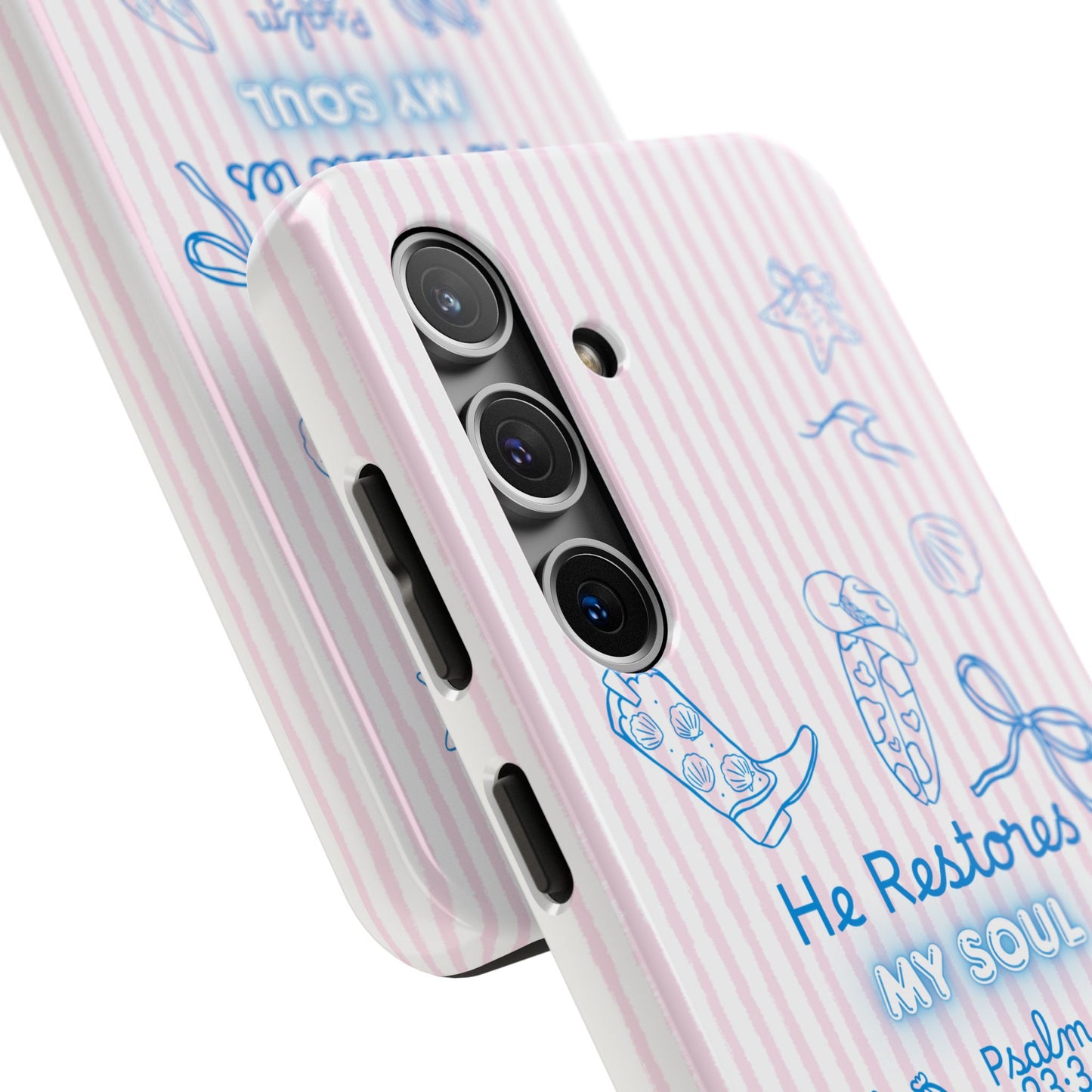 Inspirational Tough Phone Case - 'He Restores My Soul' with Psalm 23:3