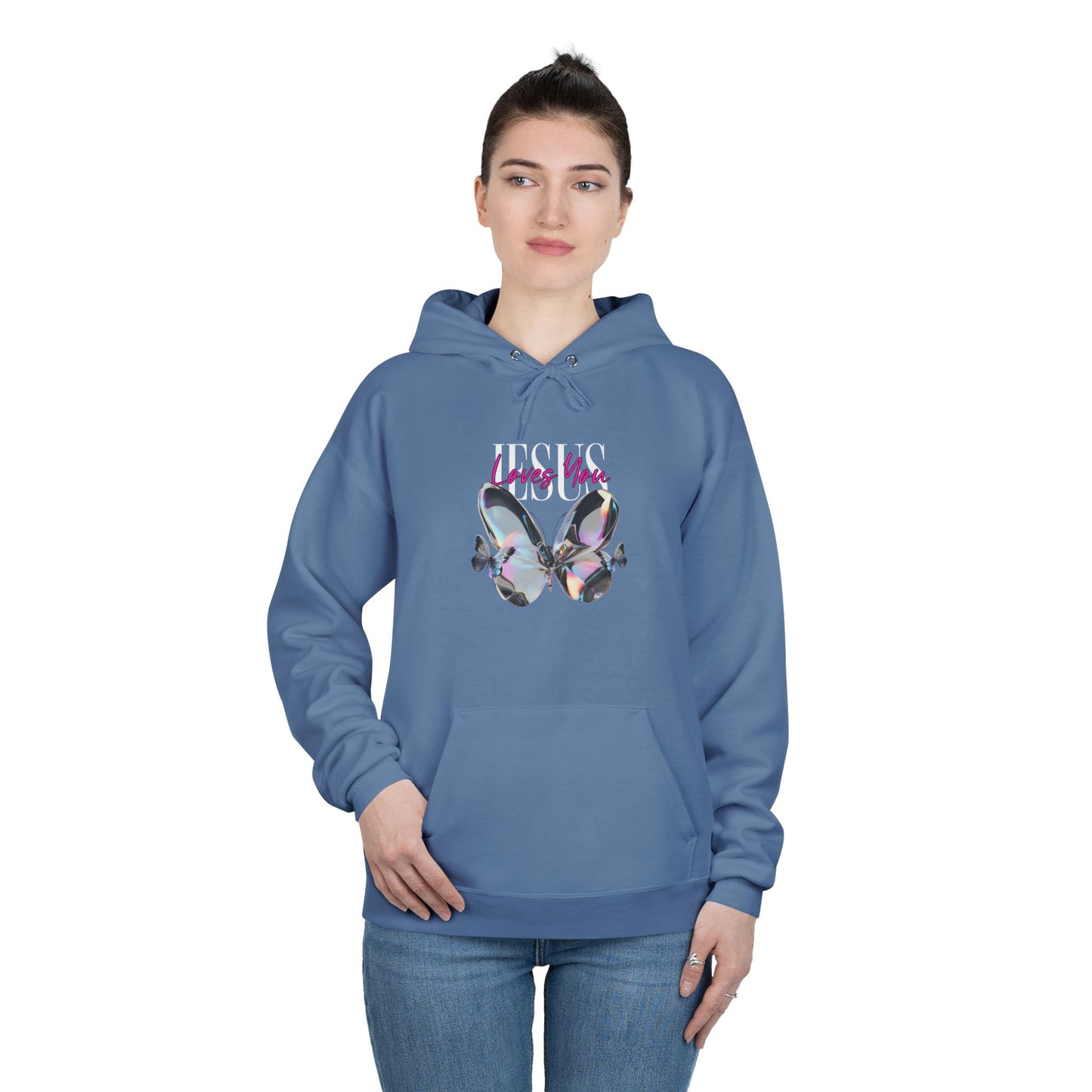 Jesus Loves You Hoodie | John 15:9 & John 13:34 Christian Butterfly Sweatshirt.