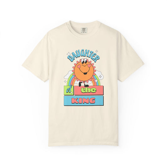Daughter of the King Women's Christian T-Shirt | Faith-Based Tee with Rainbow & Sunshine Design | Inspirational Royal Identity Shirt | Faith & Flow
