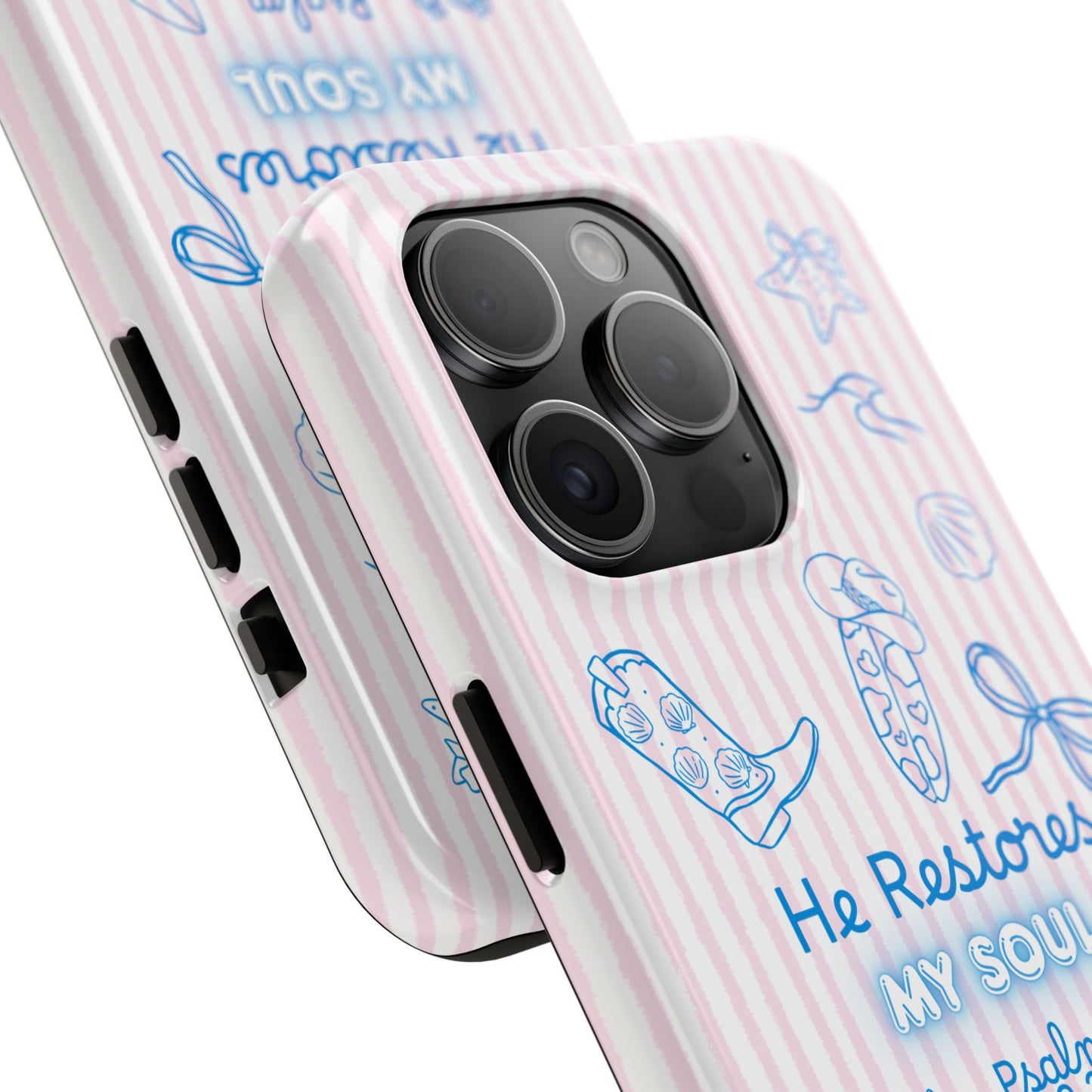 Inspirational Tough Phone Case - 'He Restores My Soul' with Psalm 23:3