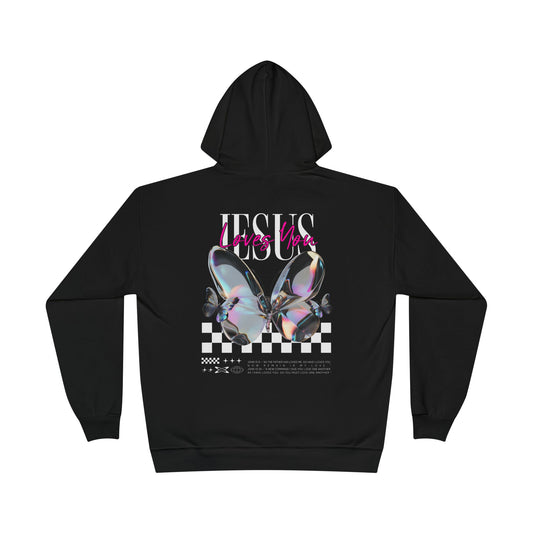 Jesus Loves You Hoodie | John 15:9 & John 13:34 Christian Butterfly Sweatshirt.