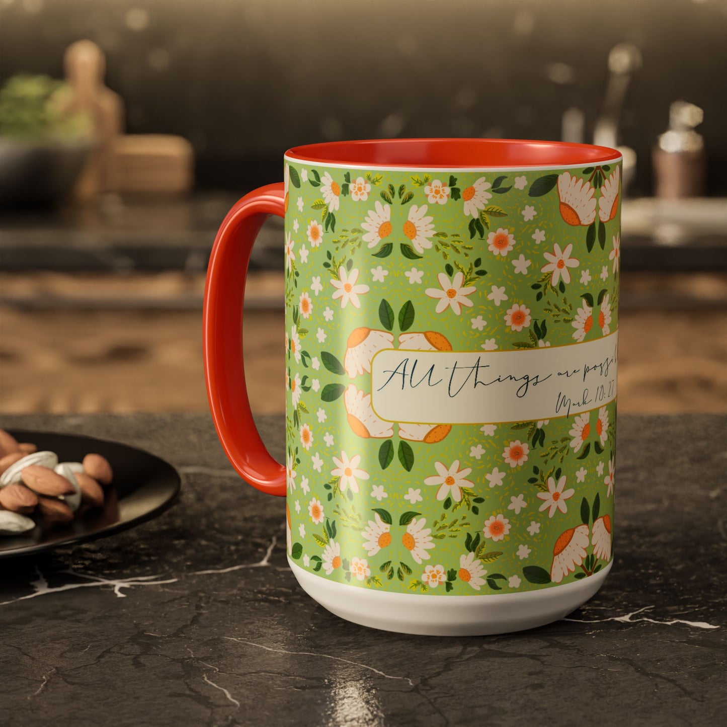 Inspirational Floral Mug - Colorful 11oz & 15oz Coffee Cups with Uplifting Quote