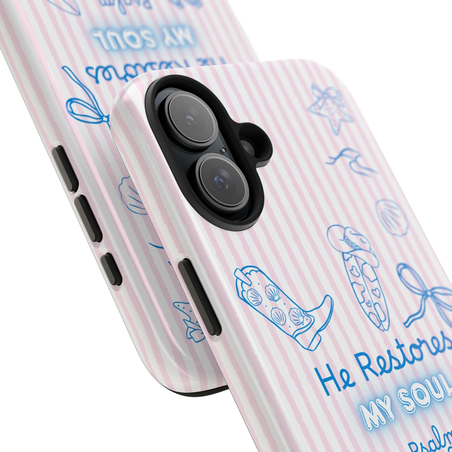 Inspirational Tough Phone Case - 'He Restores My Soul' with Psalm 23:3