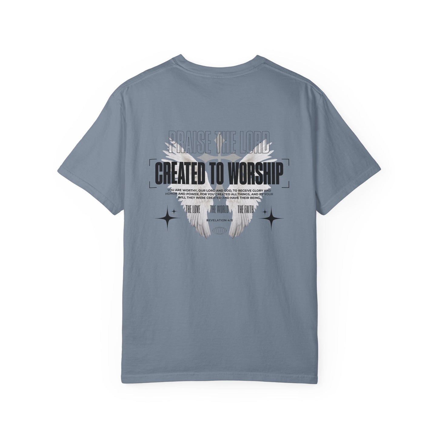 Created to Worship Oversized T-Shirt for Men | Revelation 4:11 Christian Tee | Praise the Lord Shirt | Premium Garment-Dyed Cotton