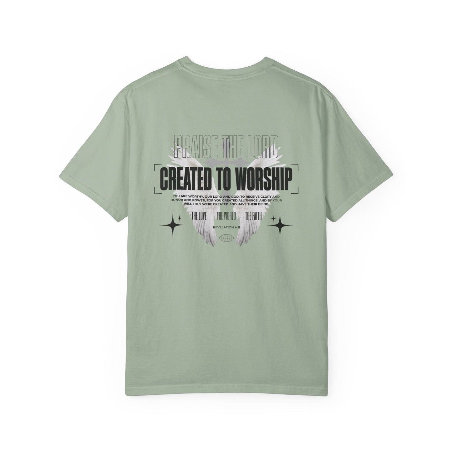 Created to Worship Oversized T-Shirt for Men | Revelation 4:11 Christian Tee | Praise the Lord Shirt | Premium Garment-Dyed Cotton