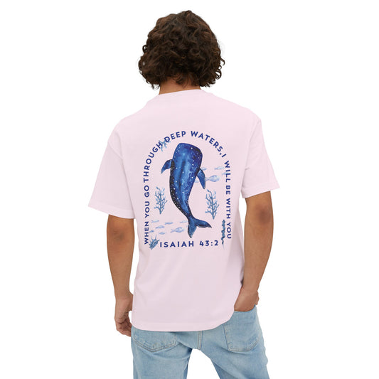 Christian Men’s Oversized Tee | Walk Through Deep Waters Isaiah 43:2