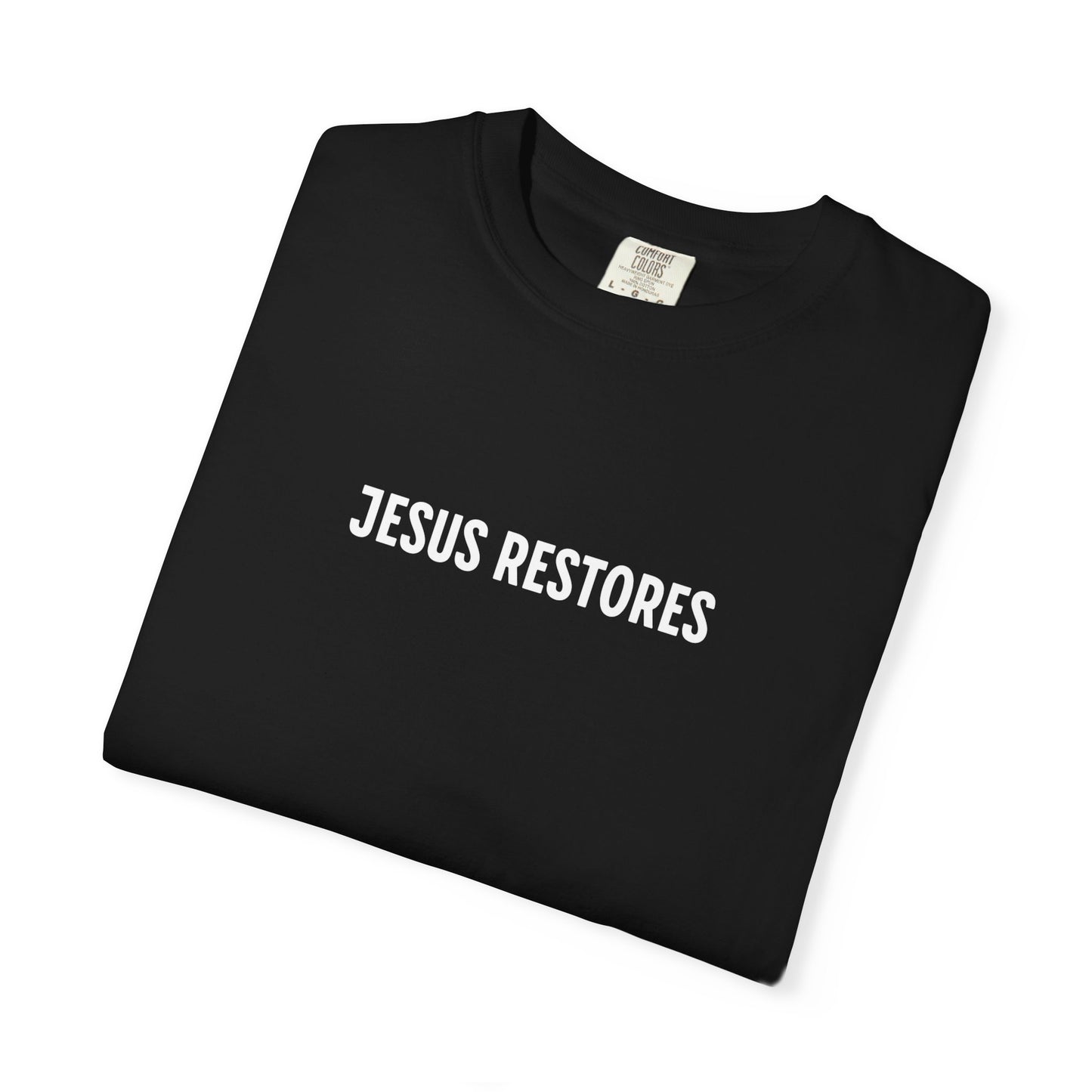 Jesus Restores Women's Christian T-Shirt | Faith-Based Scripture Tee with Butterflies & Floral Design | 1 Peter 5:10, 2 Corinthians 5:17, John 10:10 | Inspirational Faith Apparel | Faith & Flow