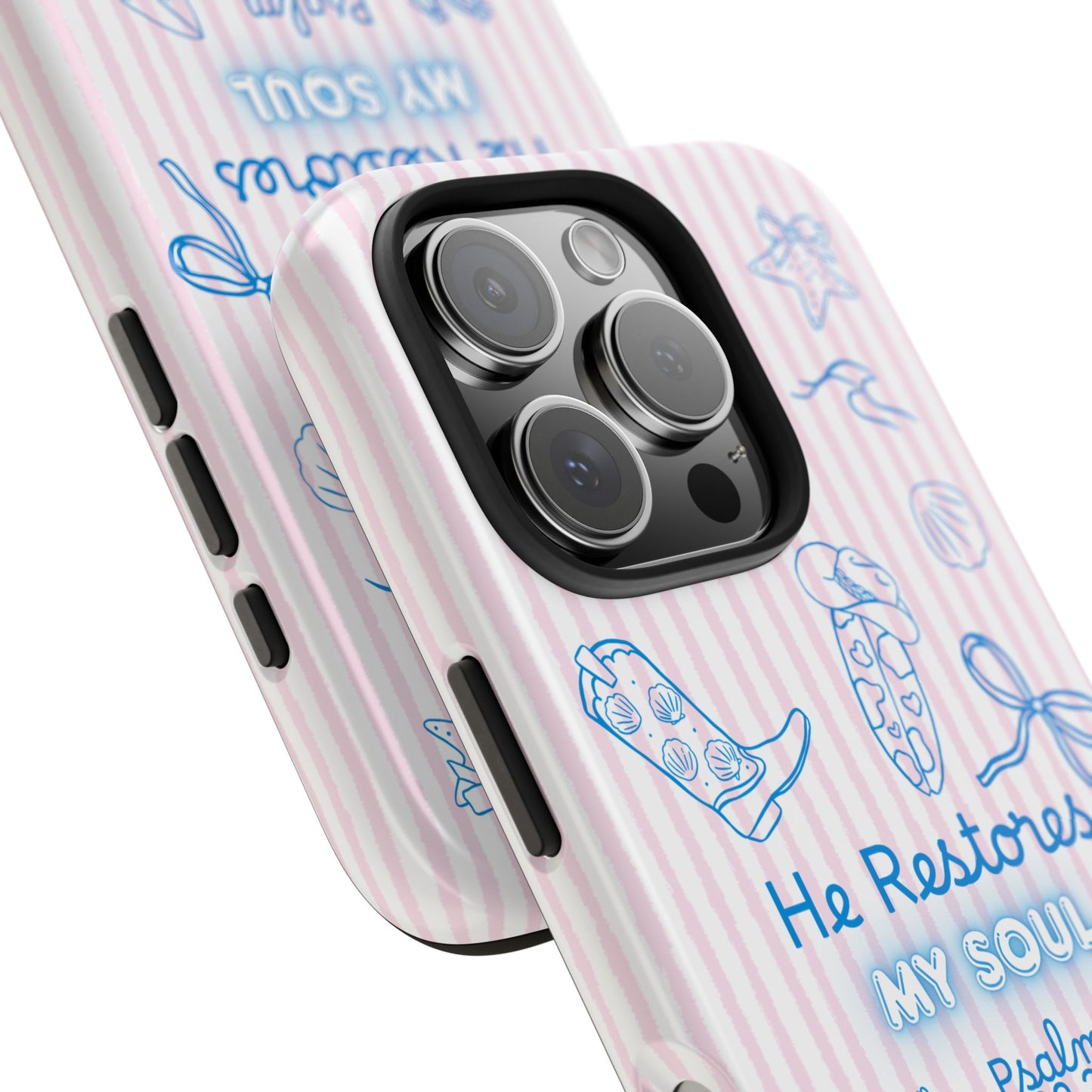 Inspirational Tough Phone Case - 'He Restores My Soul' with Psalm 23:3
