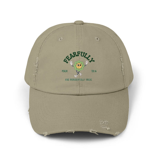 christian hat fearfully made distressed cap faith and flow