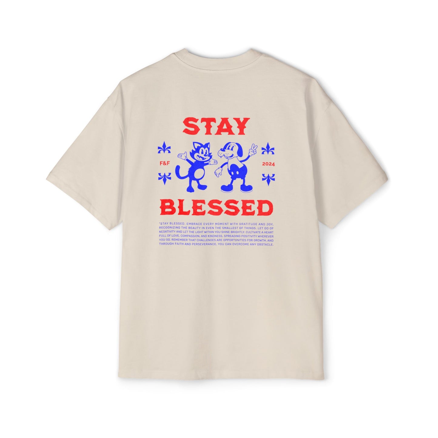 Stay Blessed Oversized T-Shirt | Retro Christian Tee | Premium Heavy Weight Vintage Faith Apparel | Gratitude & Joy Design | Faith & Flow