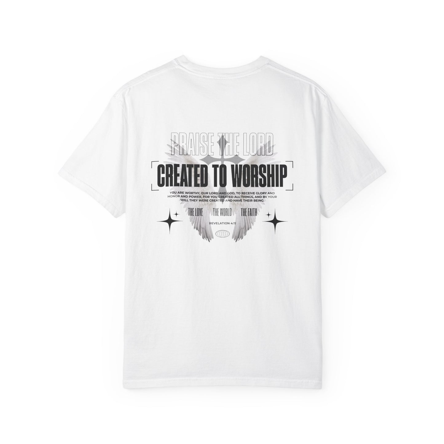 Created to Worship Oversized T-Shirt for Men | Revelation 4:11 Christian Tee | Praise the Lord Shirt | Premium Garment-Dyed Cotton