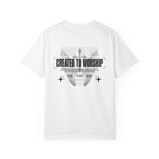 Created to Worship Oversized T-Shirt for Men | Revelation 4:11 Christian Tee | Praise the Lord Shirt | Premium Garment-Dyed Cotton