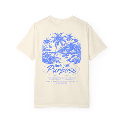 Made With Purpose Men's T-Shirt | John 14:27 | Christian Beach Graphic Tee – Faith & Flow