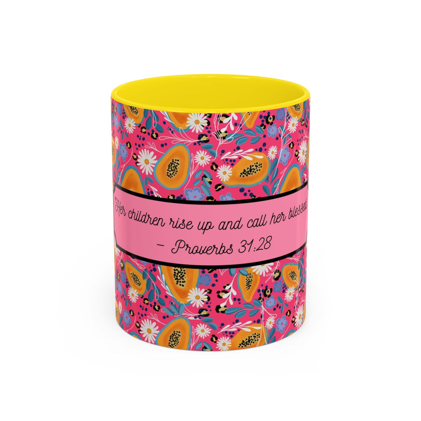Colorful Floral Coffee Mug - Proverbs 31:28 Inspirational Gift for Mother’s Day