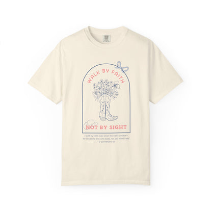Walk by Faith Not by Sight Shirt – Christian Cowgirl Tee for Women | Floral Western Faith T-Shirt