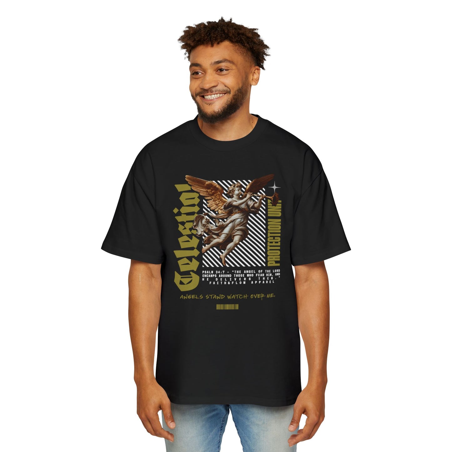 Guardian Protection Unit Christian T-Shirt | Psalm 34:7 Angel Protection Tee | Oversized Heavy Weight Faith Shirt | Street Wear Shirt | Faith & Flow