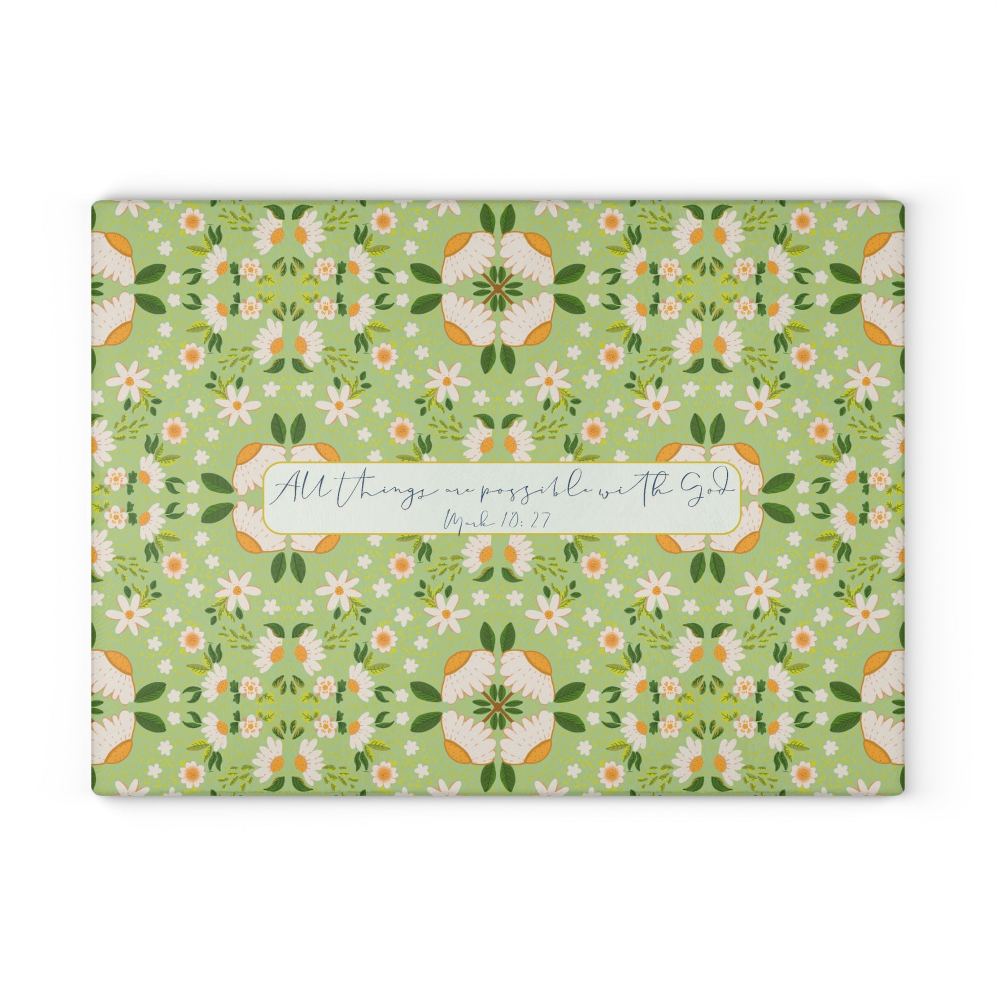 christian cutting board mark 10:27 floral inspirational kitchen decor
