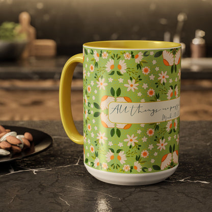 Inspirational Floral Mug - Colorful 11oz & 15oz Coffee Cups with Uplifting Quote